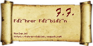 Führer Fábián névjegykártya